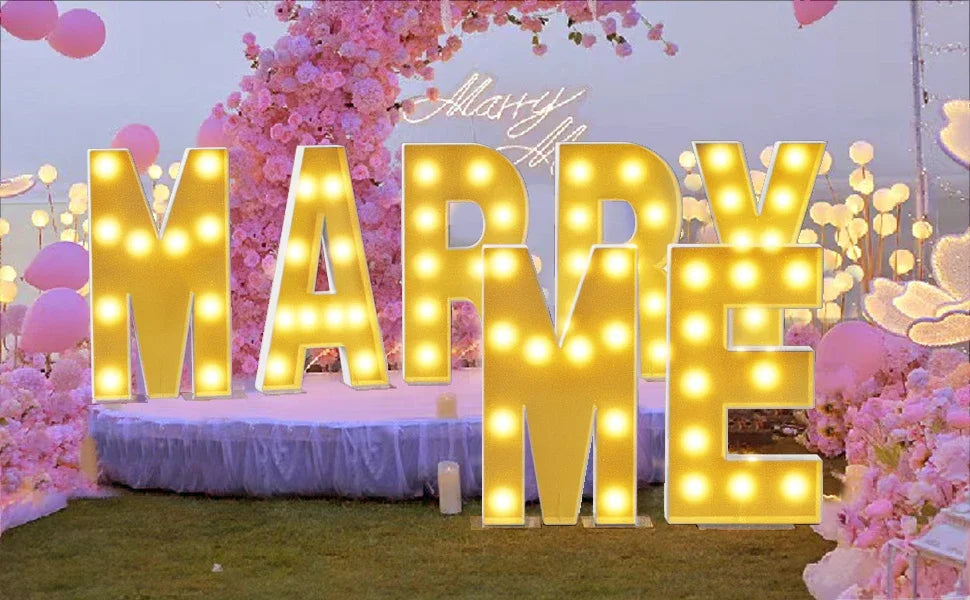 4FT DIY Marquee Light Up Letters Mosaic Large Letters Marry Me BABY LOVE Wedding Birthday Bridal Shower Decor Christmas Gift