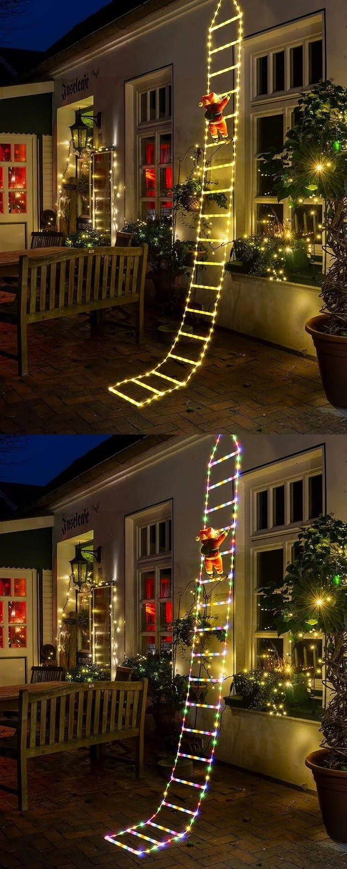 LED Christmas Decorations Fairy lamp LED Ladder Lamp with Climbing Santa Claus Home Outdoor Christmas Light New Year Ornaments s