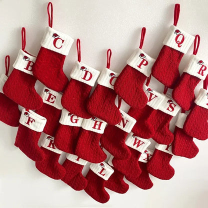 Letters Christmas Stocking New Knitting Christmas Tree Pendant Decorations For 2025 Xmas Gift Snowflake Alphabet Christmas Socks