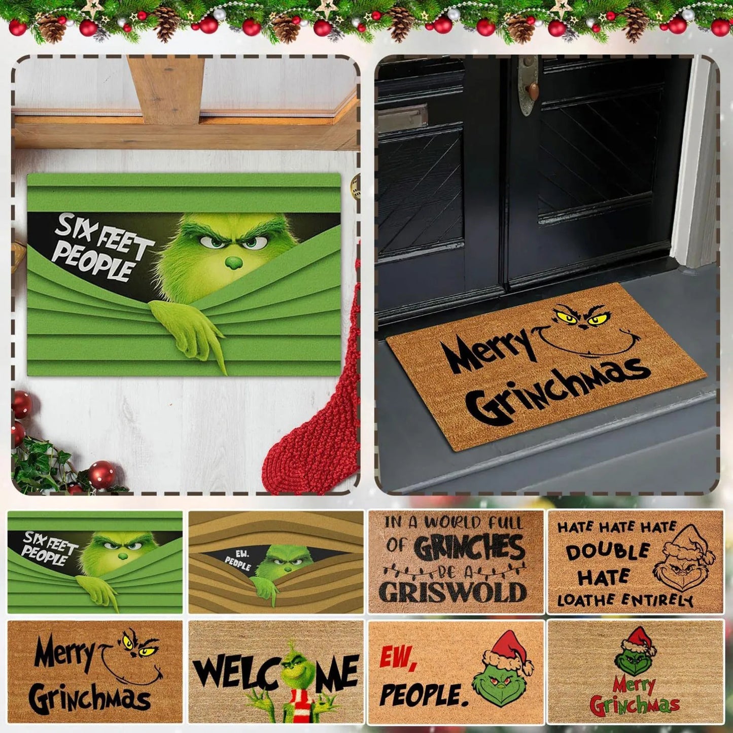 Xmas Welcome Christmas Mat Non-Slip And Washable Doormat Decoration Door Mat Entrance Rugs 40x60 cm/15.7x23.6 inches