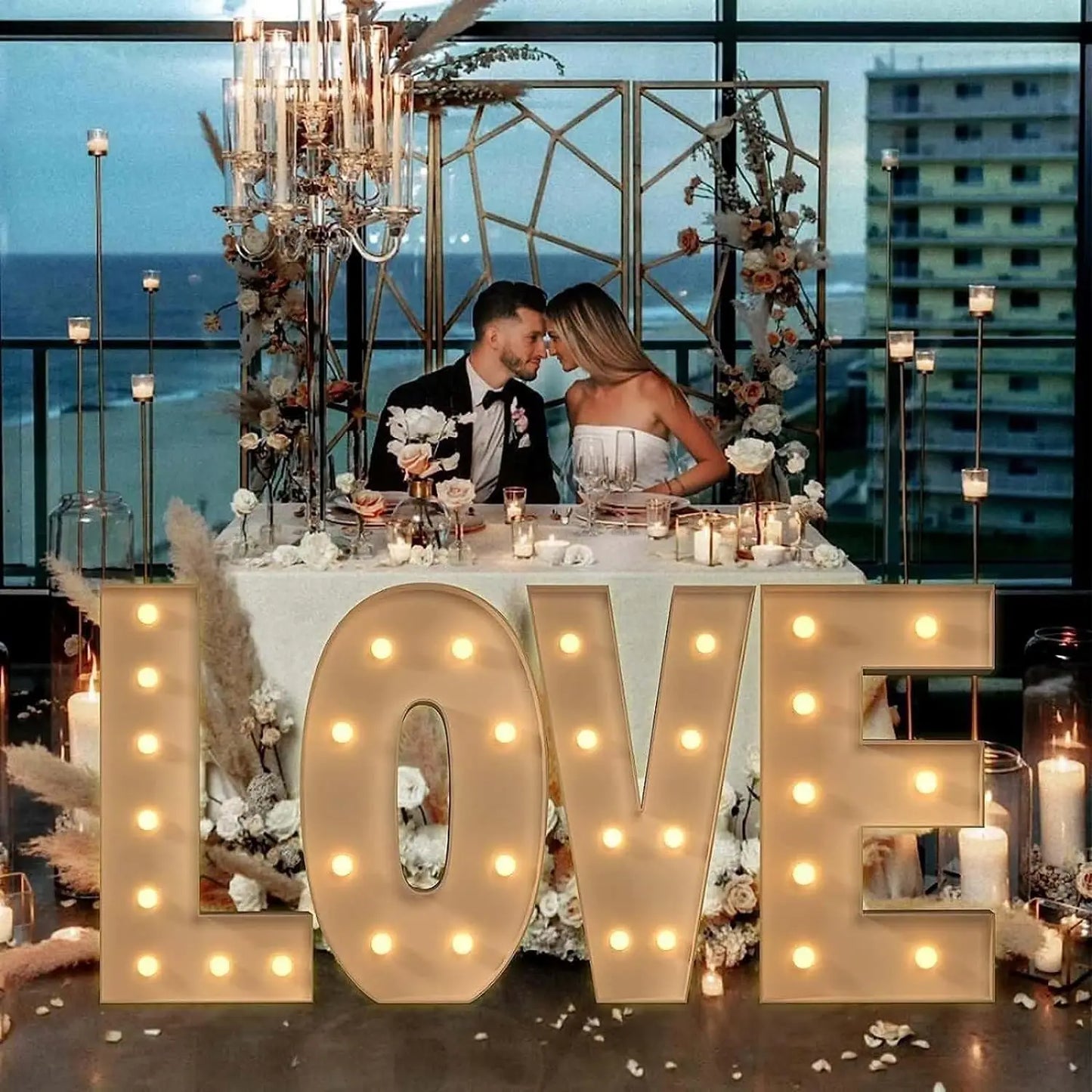 4FT DIY Marquee Light Up Letters Mosaic Large Letters Marry Me BABY LOVE Wedding Birthday Bridal Shower Decor Christmas Gift