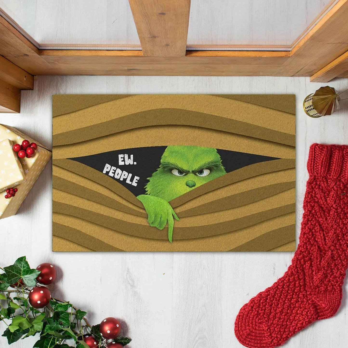 Xmas Welcome Christmas Mat Non-Slip And Washable Doormat Decoration Door Mat Entrance Rugs 40x60 cm/15.7x23.6 inches