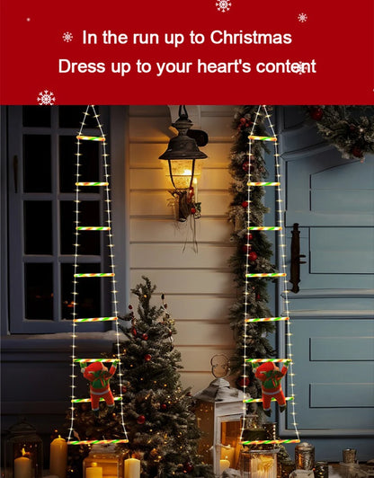 LED Christmas Decorations Fairy lamp LED Ladder Lamp with Climbing Santa Claus Home Outdoor Christmas Light New Year Ornaments s