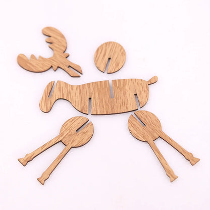 1/4Pcs Christmas DIY Wooden Deer Pendant/Assembling Decorations Wooden Pendants Kid Gift Two size Elk Desktop Decoration Noel