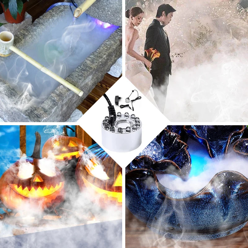 Mini Atomizer Fountain Pond Fog Machine LED Pumpkin Light Fogger Water For Halloween Christmas Easter Party Festival Decoration