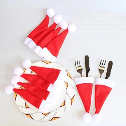 Christmas Hats 5/10Pcs Mini Lollipop Santa Claus Hats Bottle Cap Christmas Decorations For Home Dinner Party Table Candy Holder