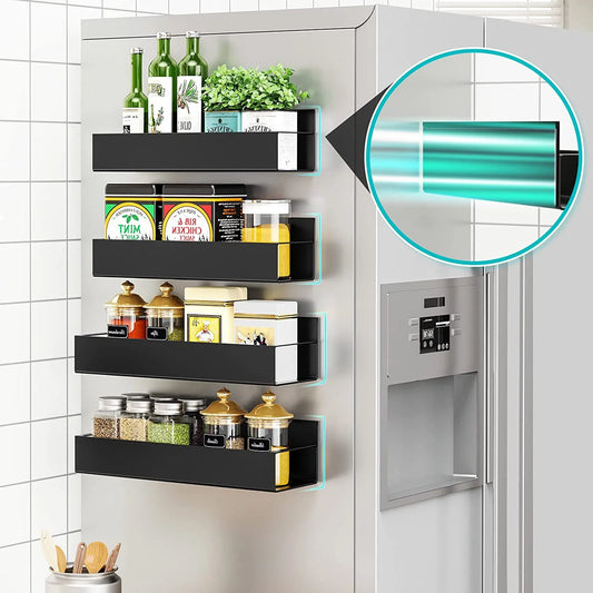 1 Refrigerator Storage Rack, Kitchen Supplies Magnetic Suction Storage Rack, Non Perforated Side Wall Mounted Seasoning Rack