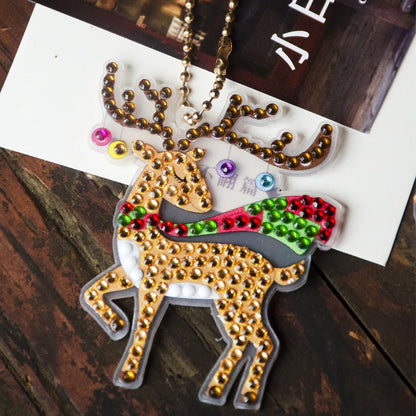 24Pcs Vintage Diamond Painting Keychains Double Sided Diamond Key Chain Kit DIY Diamond Art Vintage Santa Claus Reindeer Snowman