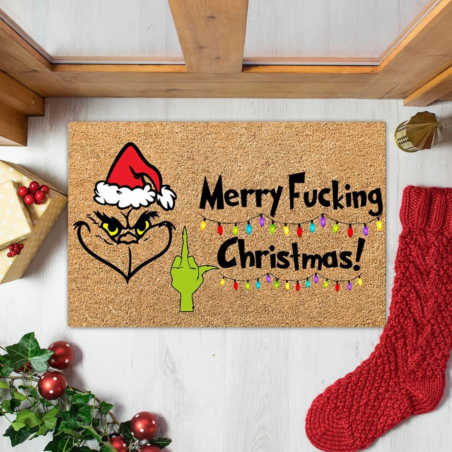 Xmas Welcome Christmas Mat Non-Slip And Washable Doormat Decoration Door Mat Entrance Rugs 40x60 cm/15.7x23.6 inches