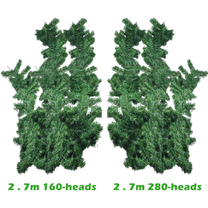 270cm Artificial Fir Wreath Christmas Artificial Green Garland Wreath Xmas Home Party Christmas Decoration Pine Tree Rattan