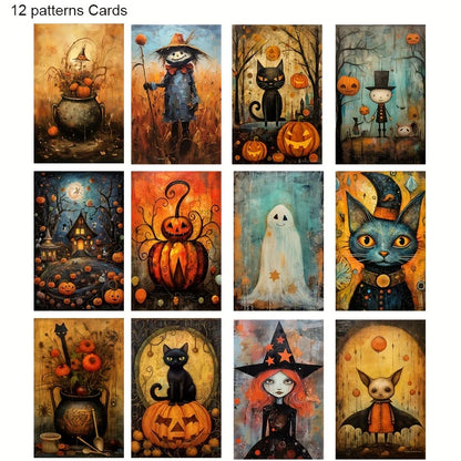 JAIIMAN 44pcs Card and Sticker set for Holiday,Halloween,Christmas,Harvest,Thanksgiving,Xmas with Snowman,Pumpkin Pattern for