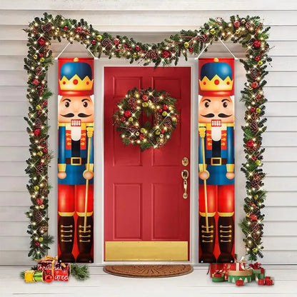 2PCS Nutcracker Soldier Banner Christmas Door Curtain Merry Christmas Decoration for Home 2024 Xmas Navidad Natal New Year Gifts