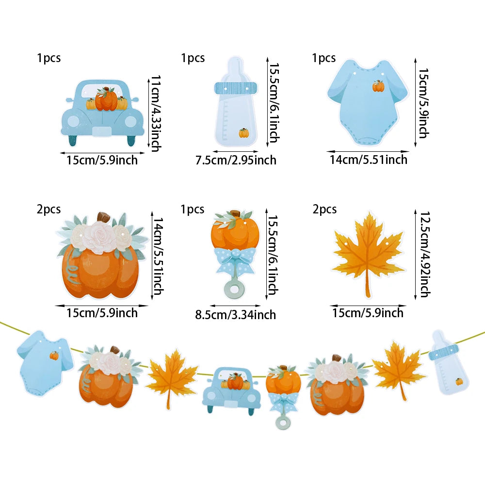 Thanksgiving Decoration Baby Pumpkin Car Autumn Pull Flag Maple Balloon newborns decor 2024 Baby Shower Birthday Party Decoratio