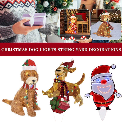 2024 Outdoor Christmas Decorations Yard Signs Acrylic Dog Garden Stake with Lights Garden Statues for Backyard Lawn Pathway