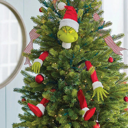 5PCS Arm Leg Head Ornaments Holder Head/Arms and Leg Grinch Stole Stuffed Stuck Topper Garland Ornament Xmas Elf Body Tree Decor