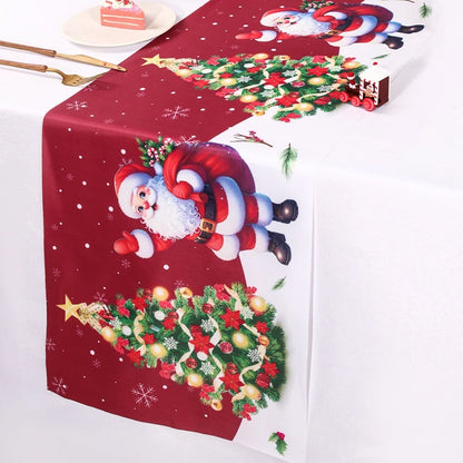 Santa Claus Christmas Table Runner Christmas Decorations For Home 2024 Xmas Table Flag Navidad Noel Gifts New Year Tablecloth