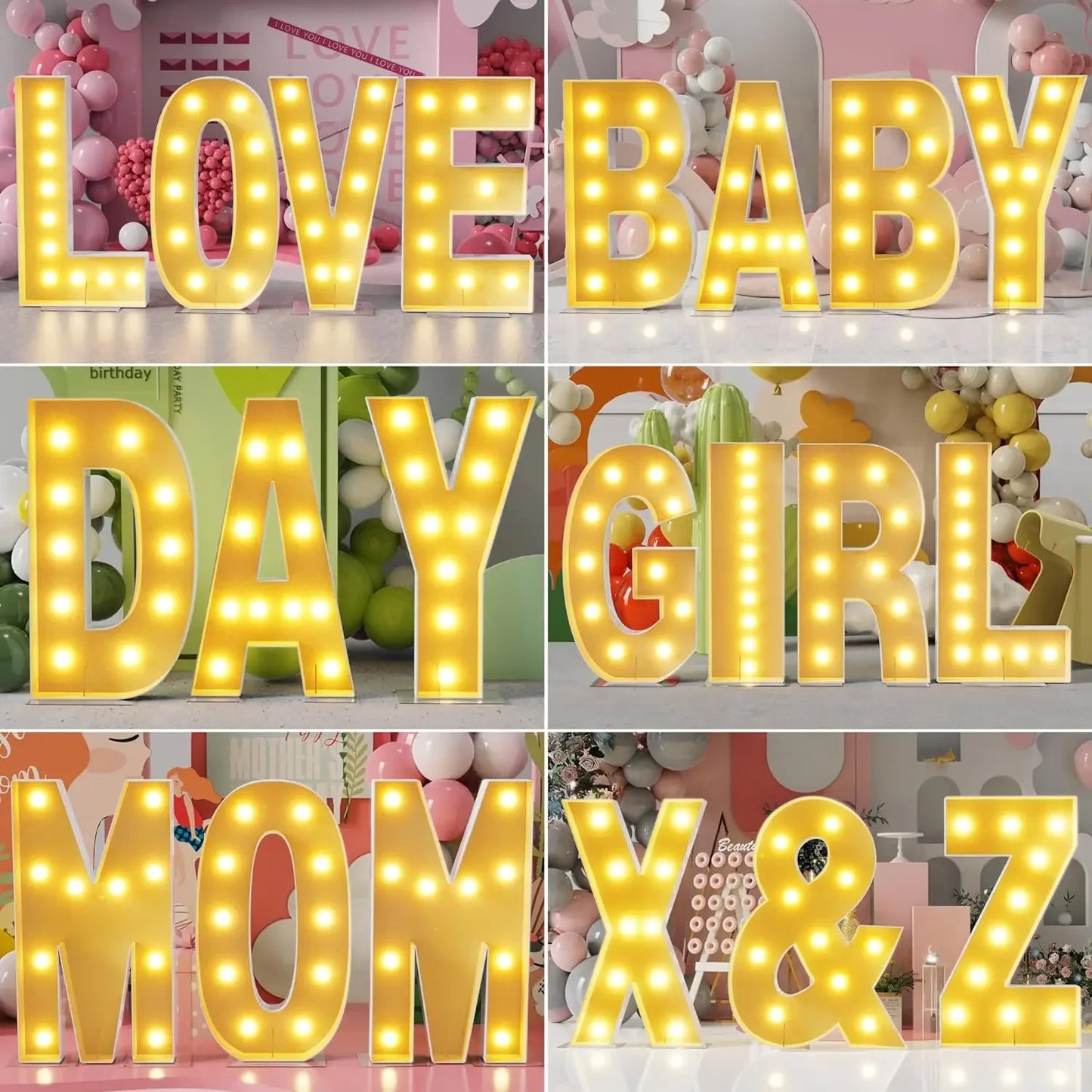 4FT DIY Marquee Light Up Letters Mosaic Large Letters Marry Me BABY LOVE Wedding Birthday Bridal Shower Decor Christmas Gift