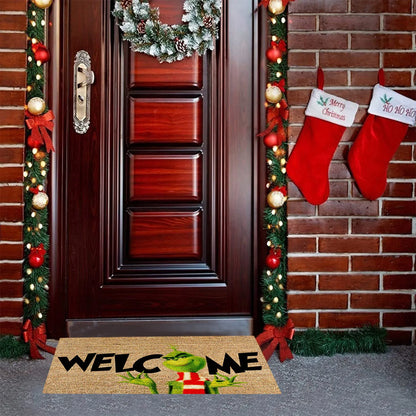 Xmas Welcome Christmas Mat Non-Slip And Washable Doormat Decoration Door Mat Entrance Rugs 40x60 cm/15.7x23.6 inches