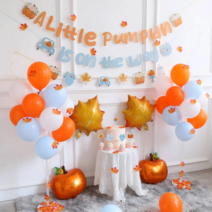 Thanksgiving Decoration Baby Pumpkin Car Autumn Pull Flag Maple Balloon newborns decor 2024 Baby Shower Birthday Party Decoratio