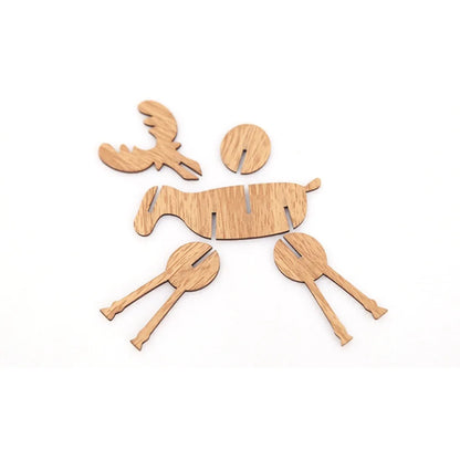 1/4Pcs Christmas DIY Wooden Deer Pendant/Assembling Decorations Wooden Pendants Kid Gift Two size Elk Desktop Decoration Noel