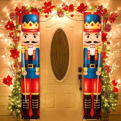 2PCS Nutcracker Soldier Banner Christmas Door Curtain Merry Christmas Decoration for Home 2024 Xmas Navidad Natal New Year Gifts