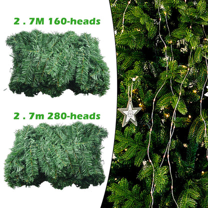 270cm Artificial Fir Wreath Christmas Artificial Green Garland Wreath Xmas Home Party Christmas Decoration Pine Tree Rattan