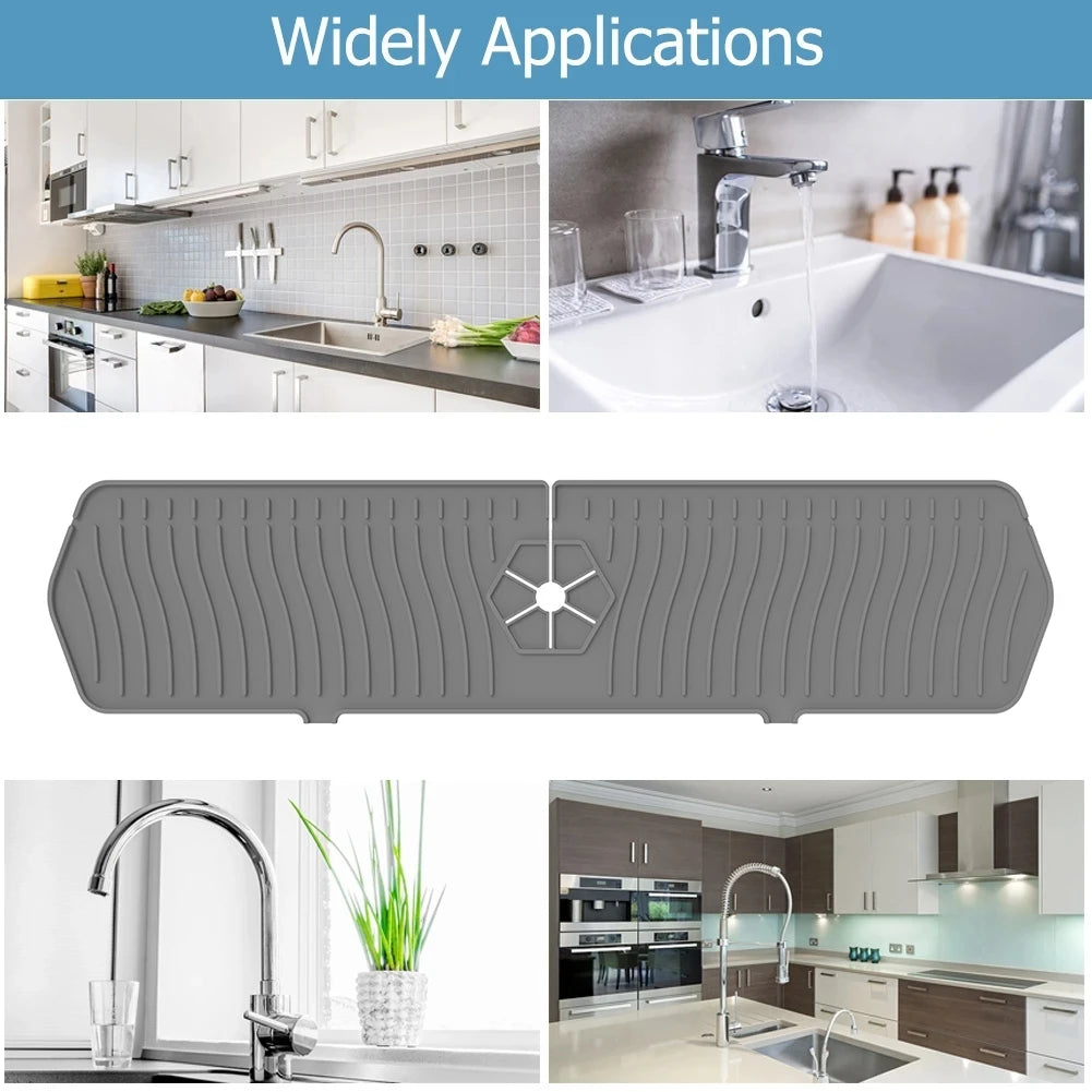 Kitchen Faucet Splash Pad Silicone Sink Faucet Splash Guard Mat Drain Pad Countertop Protector for Multipurpose Kitchen Gadgets