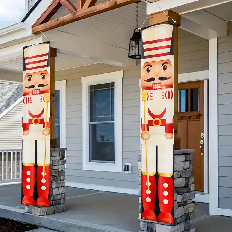 2PCS Nutcracker Soldier Banner Christmas Door Curtain Merry Christmas Decoration for Home 2024 Xmas Navidad Natal New Year Gifts