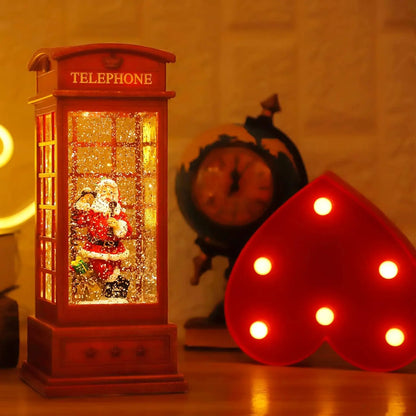 Christmas Snow Globe Lantern Christmas Decorations for Home with Timer & Music