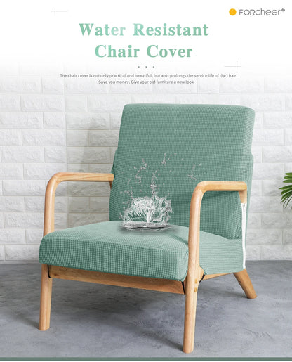 Jacquard Armchair Cover Water Resistant Solid Color Zipper Wood Chair Covers Slipcover Home Decor Stretch Furniture Cover