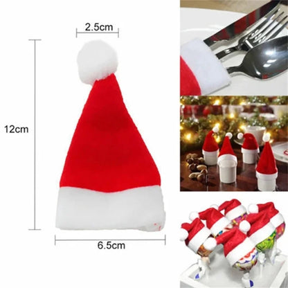 Christmas Hats 5/10Pcs Mini Lollipop Santa Claus Hats Bottle Cap Christmas Decorations For Home Dinner Party Table Candy Holder