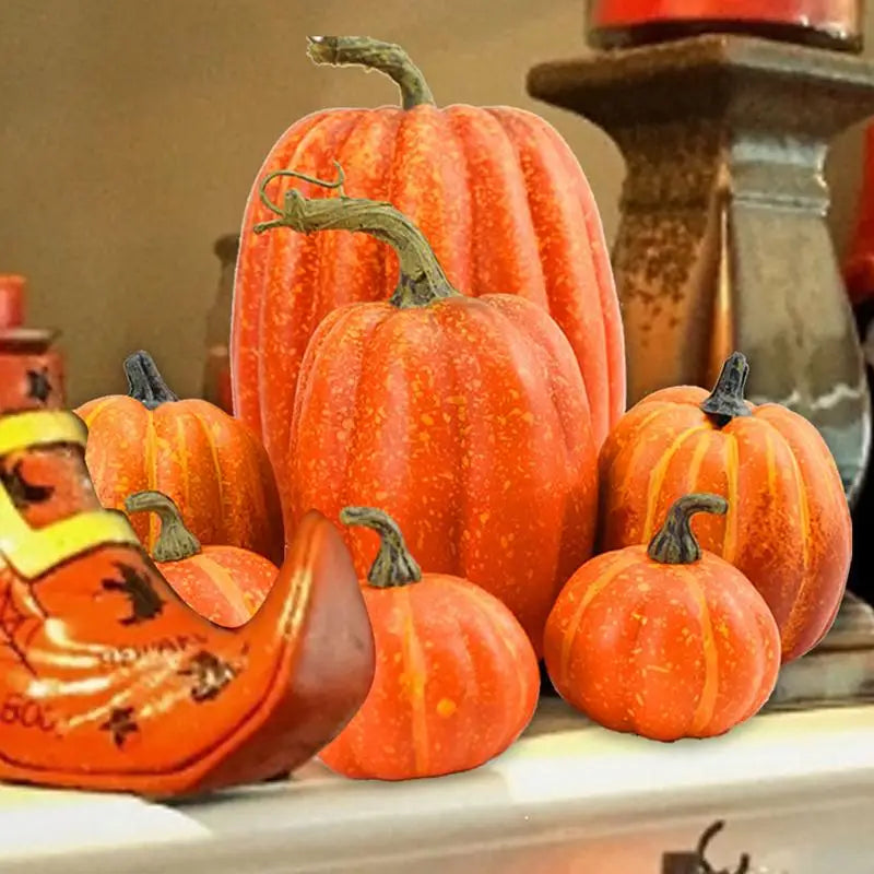 Thanksgiving Artificial Pumpkins Sets Assorted Big and Small Pumpkins Fake Pumpkins Farmhouse Fall Harvest Table Halloween Decor