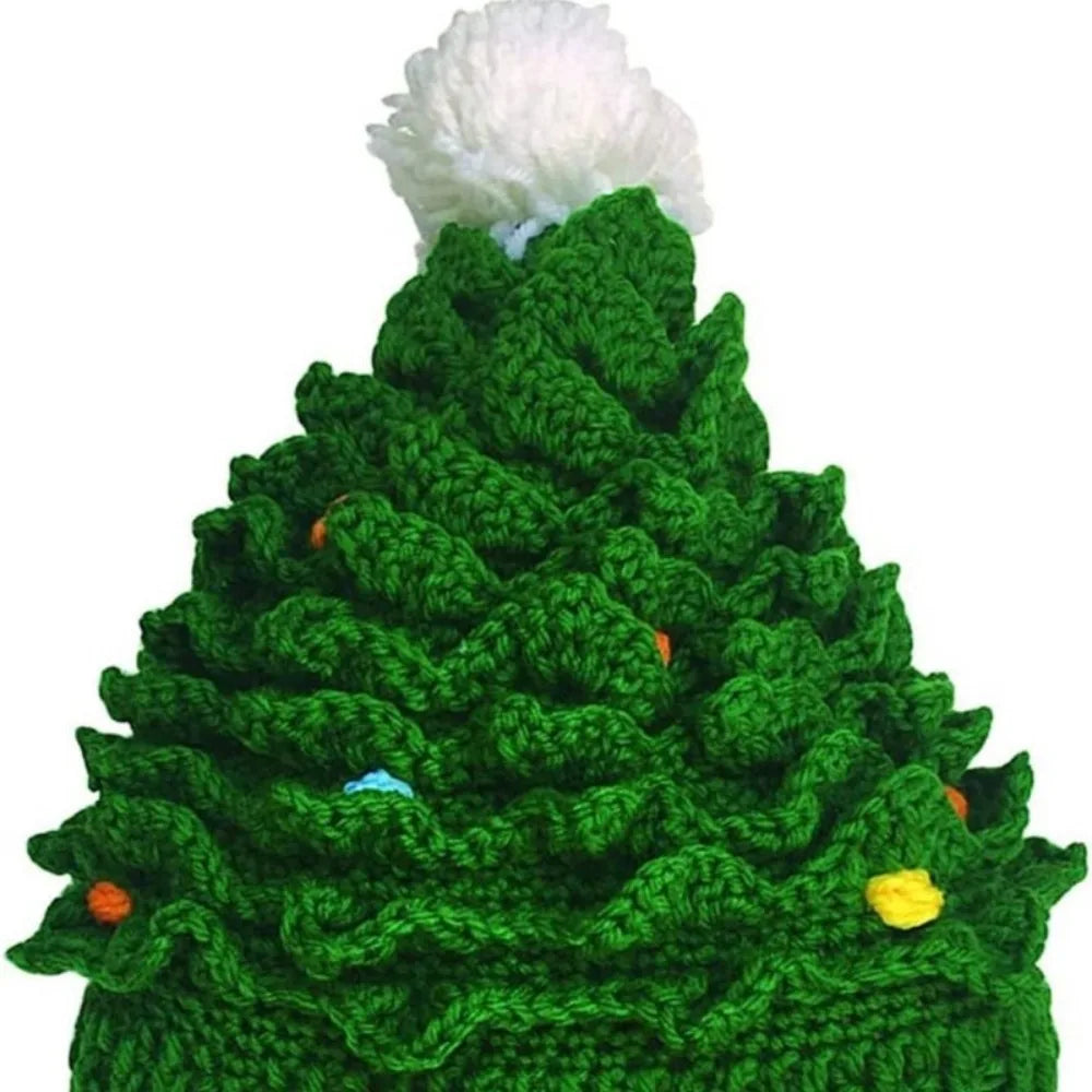 1pc Creative Christmas Tree Knitted Hat Children Adults Party Dressing Handmade Woolen Hat Winter Warm Hat Gift Hat