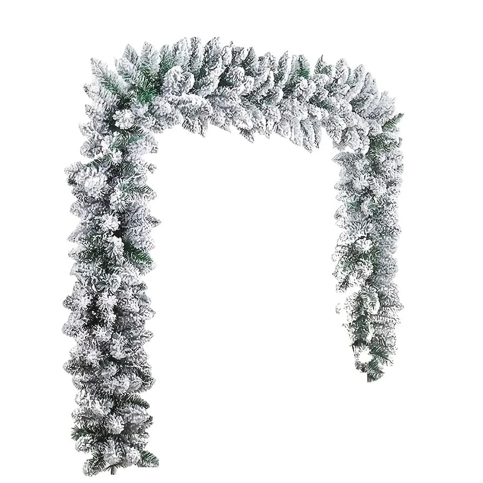 1.8m White Snow Falling Cedar Velvet Rattan for Christmas Tree Decoration Festive Garland Fireplace Staircase Garden Yard Door