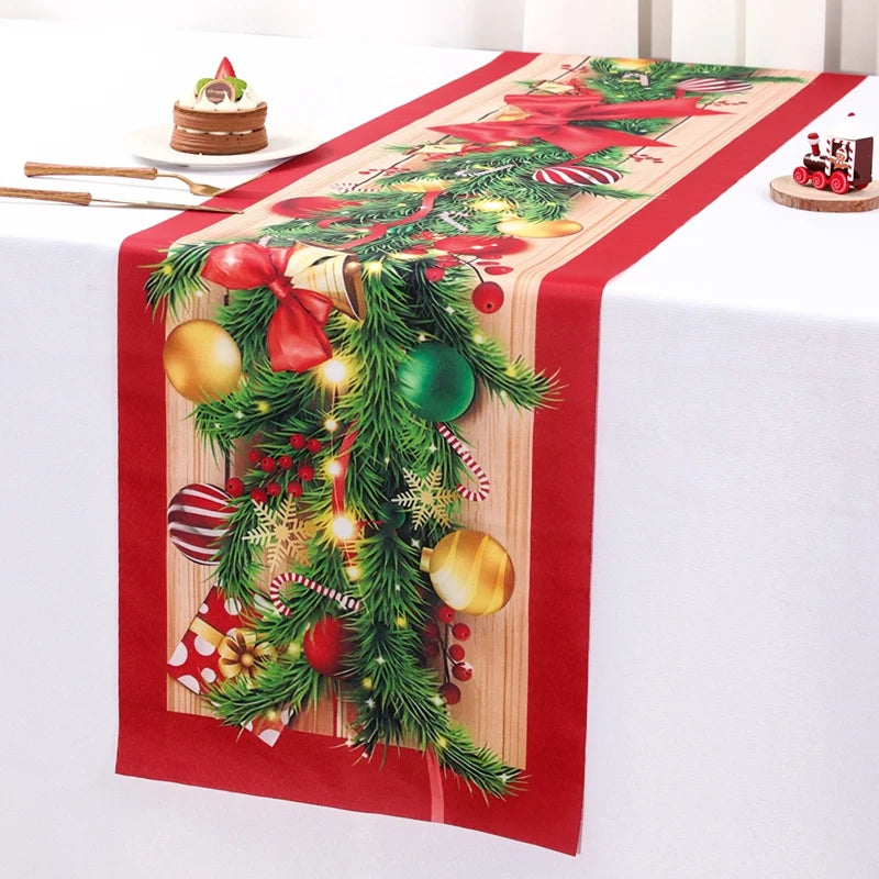 Santa Claus Christmas Table Runner Christmas Decorations For Home 2024 Xmas Table Flag Navidad Noel Gifts New Year Tablecloth