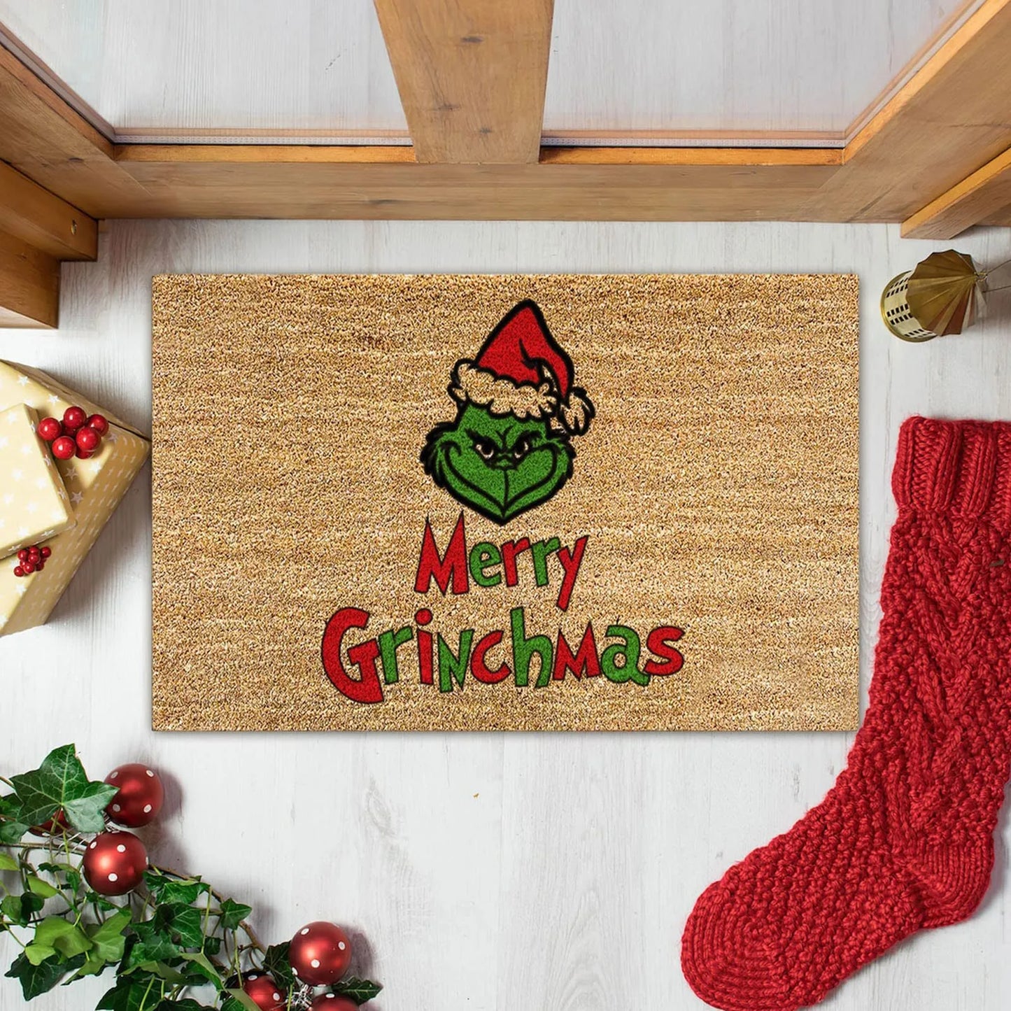 Xmas Welcome Christmas Mat Non-Slip And Washable Doormat Decoration Door Mat Entrance Rugs 40x60 cm/15.7x23.6 inches