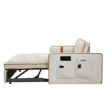 Modern Sofa Bed 2 Seater Loveseats Sofa Couch with side pockets, Adjsutable Backrest and Lumbar Pillows for Office Living Room