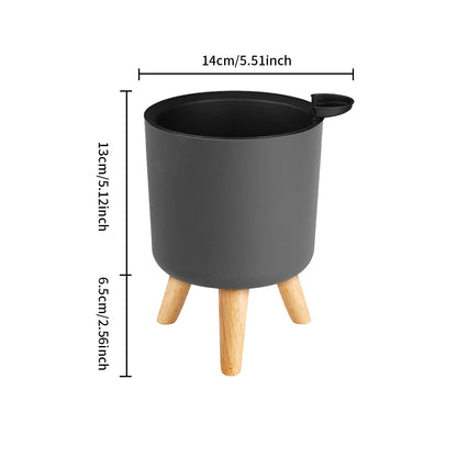 Floor-standing Round Flower Pot Feet Herbs Self Watering Drainage System Bonsai For Plants With Wooden Legs Nursery Modern