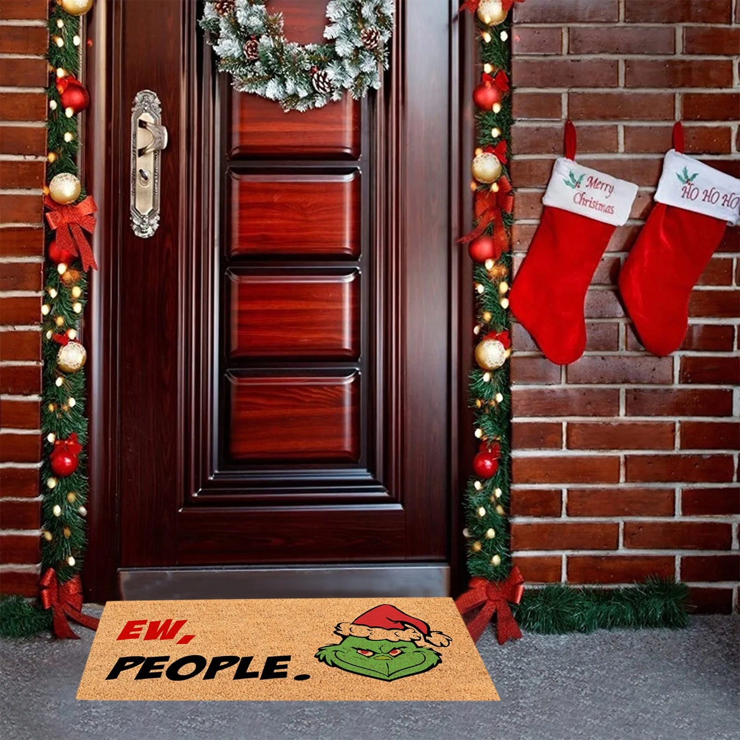 Xmas Welcome Christmas Mat Non-Slip And Washable Doormat Decoration Door Mat Entrance Rugs 40x60 cm/15.7x23.6 inches