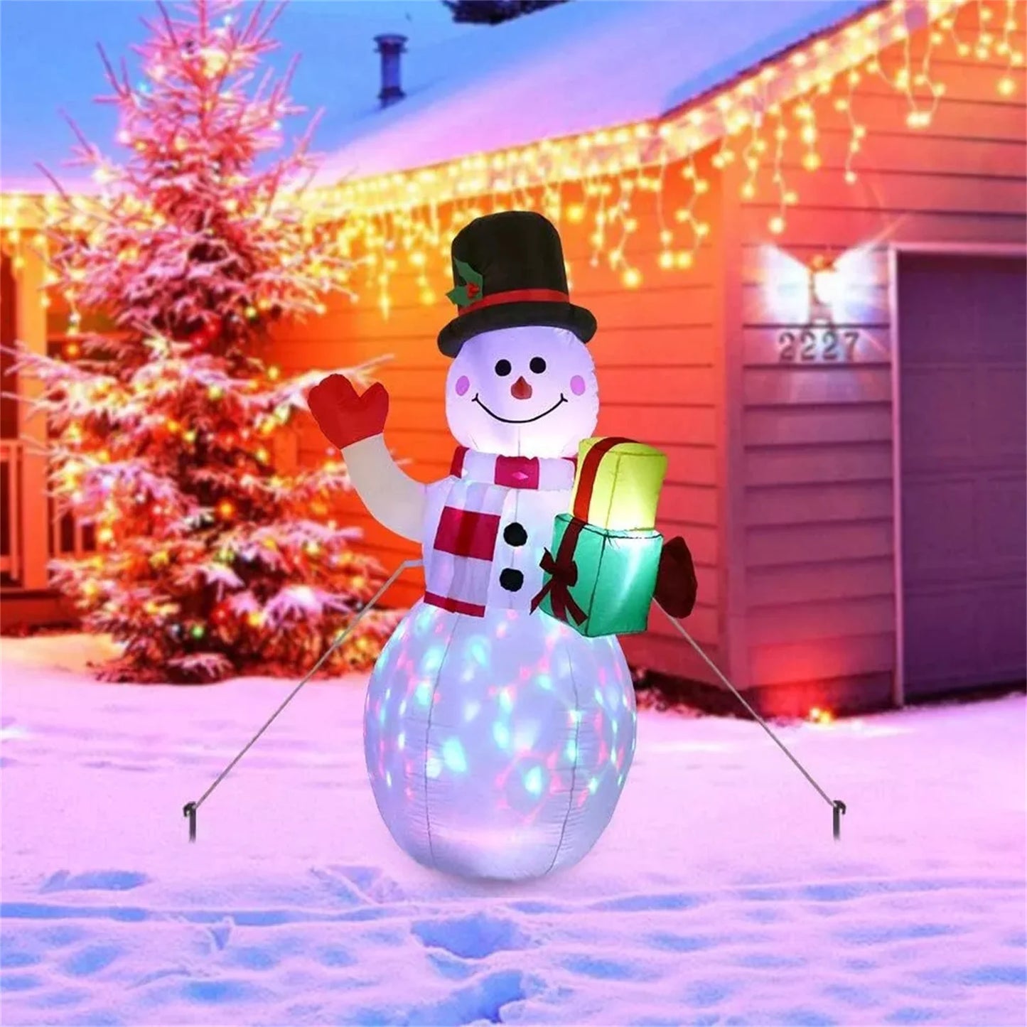 5FT Christmas Inflatables Snowman Outdoor Toys Blow Up Snowman With LED Lights