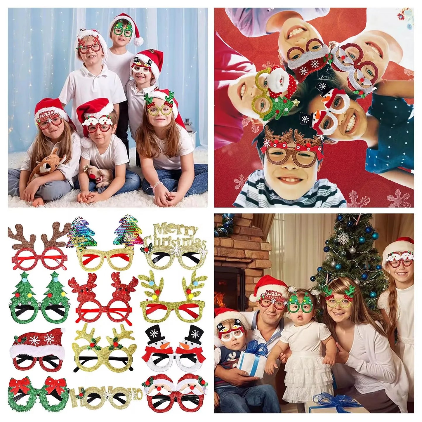 2024 Adult And Kids Christmas Xmas Decor New Year Gift Santa Snowman Glasses Christmas Glasses Frame Christmas Decorations