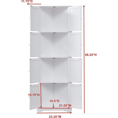 4-Tier 68" Corner Kitchen Pantry Storage Cabinet with 8 Doors