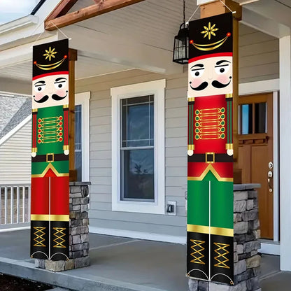 2PCS Nutcracker Soldier Banner Christmas Door Curtain Merry Christmas Decoration for Home 2024 Xmas Navidad Natal New Year Gifts