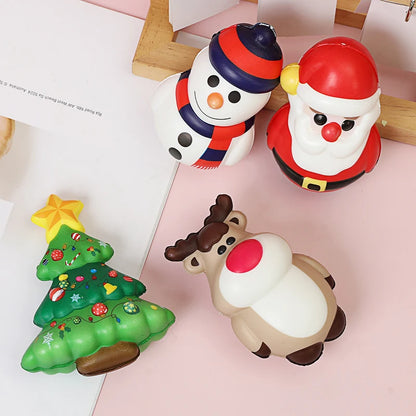 Christmas PU Squishy Anti Stress Reliever Toy Santa Claus Reindeer Snowman Sensory Slow Rebound Doll 2024 Xmas Party Decor Favor