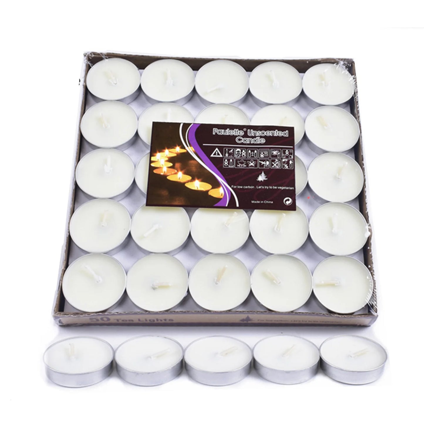 50pcs Smokeless Candle Set Small Canned Tea Wax Home Decoration Candles For Christmas Thanksgiving Day Halloween Ornaments