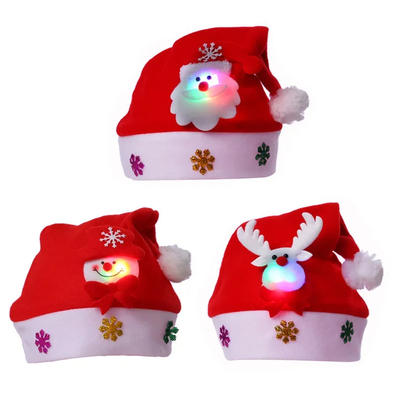 Christmas Hats New Year Santa Claus  Snowman ElK Cap For Kindergarten Home Party  Adult Xmas Gift Decoration