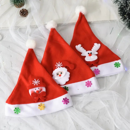 Christmas Hats New Year Santa Claus  Snowman ElK Cap For Kindergarten Home Party  Adult Xmas Gift Decoration