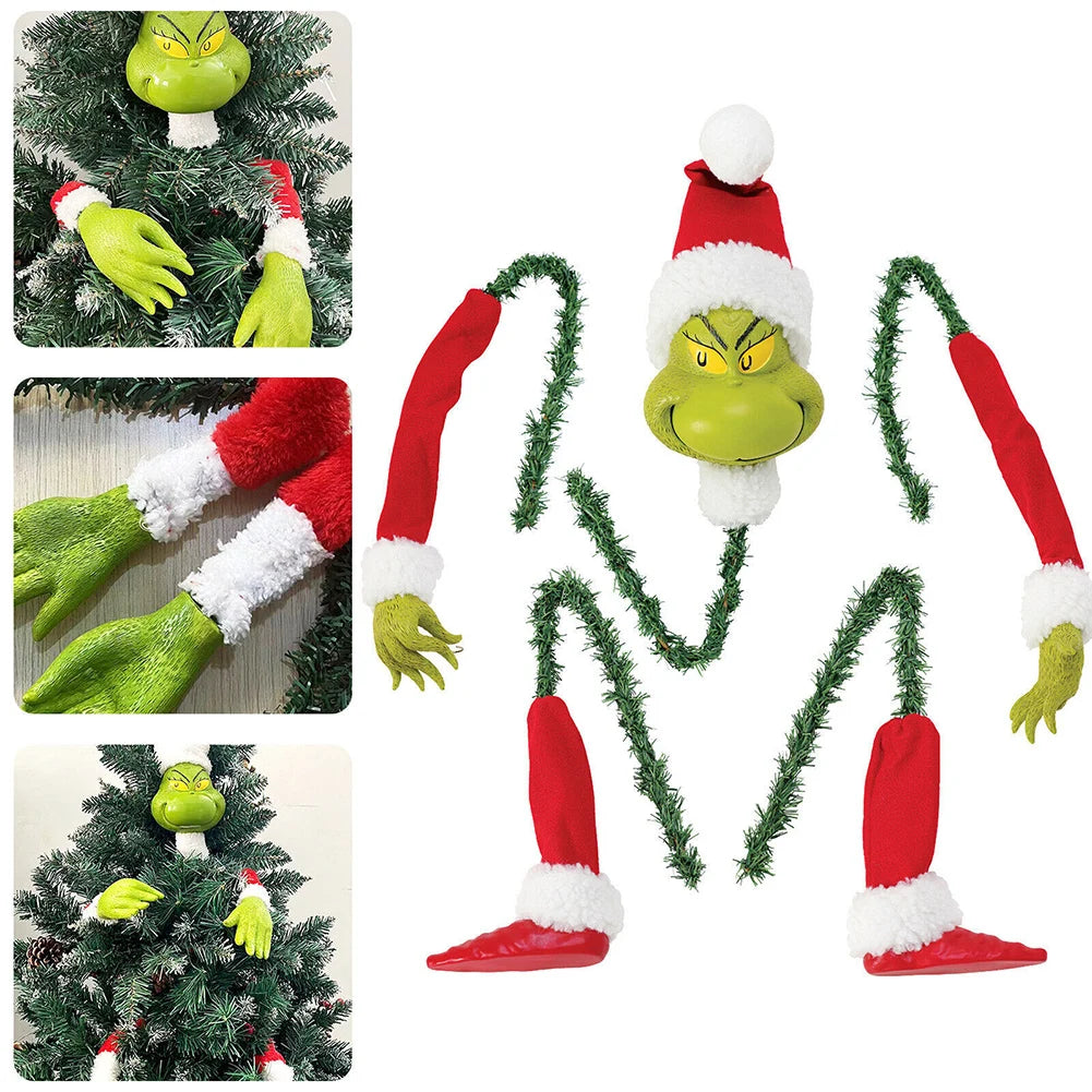 5PCS Arm Leg Head Ornaments Holder Head/Arms and Leg Grinch Stole Stuffed Stuck Topper Garland Ornament Xmas Elf Body Tree Decor