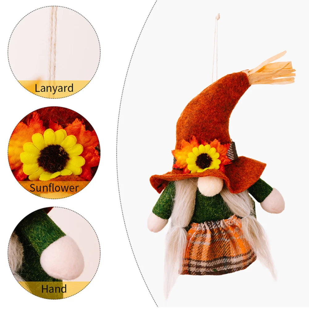 Fall Gnome Pumpkin Maple Sunflower Harvest Autumn Elf Dwarf Plush Faceless Dolls Ornaments for Home Christmas Thanksgiving Decor