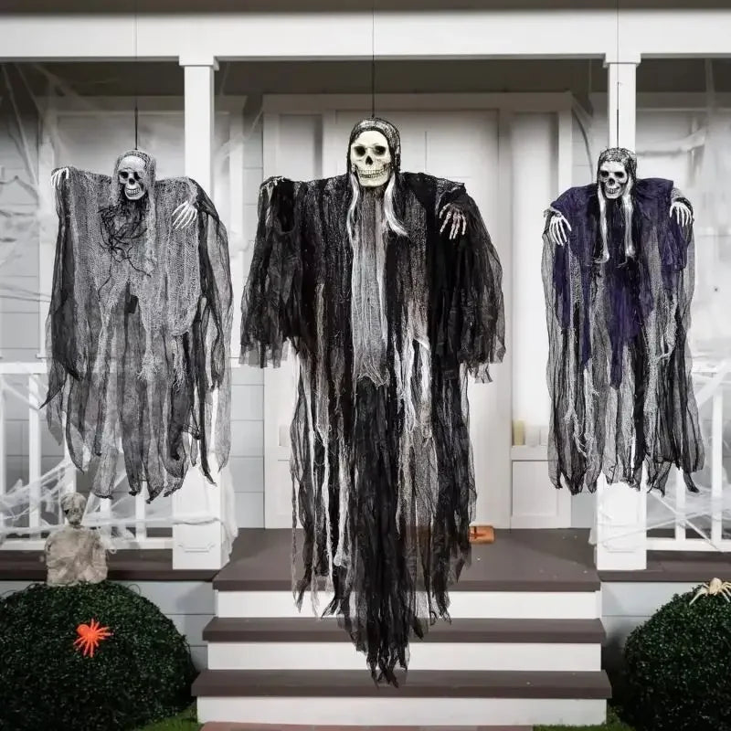 Hanging Halloween SkeletonGhosts Decorations Grim Reapers for Halloween Outdoor  Halloween Sound Control Light Up Ghost